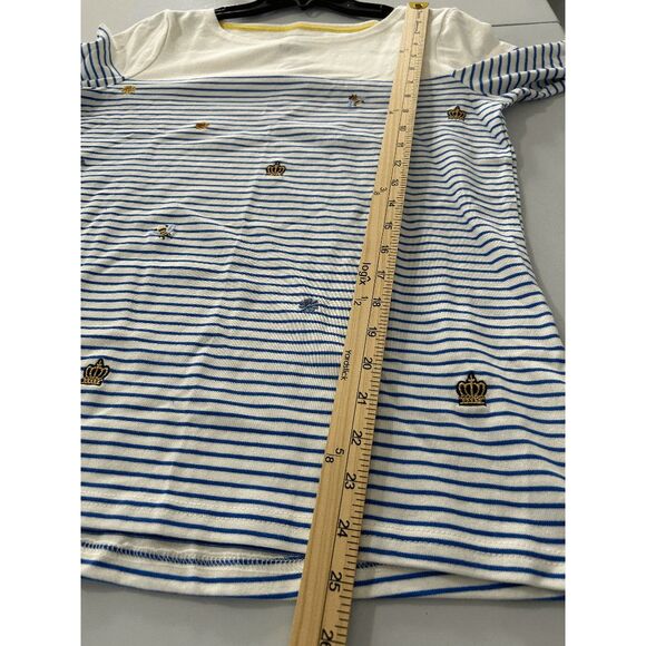 Joules Women's Harbour Embroidered Long Sleeve T-Shirt, Bees Stripe Embroidery 6 - Picture 7 of 12